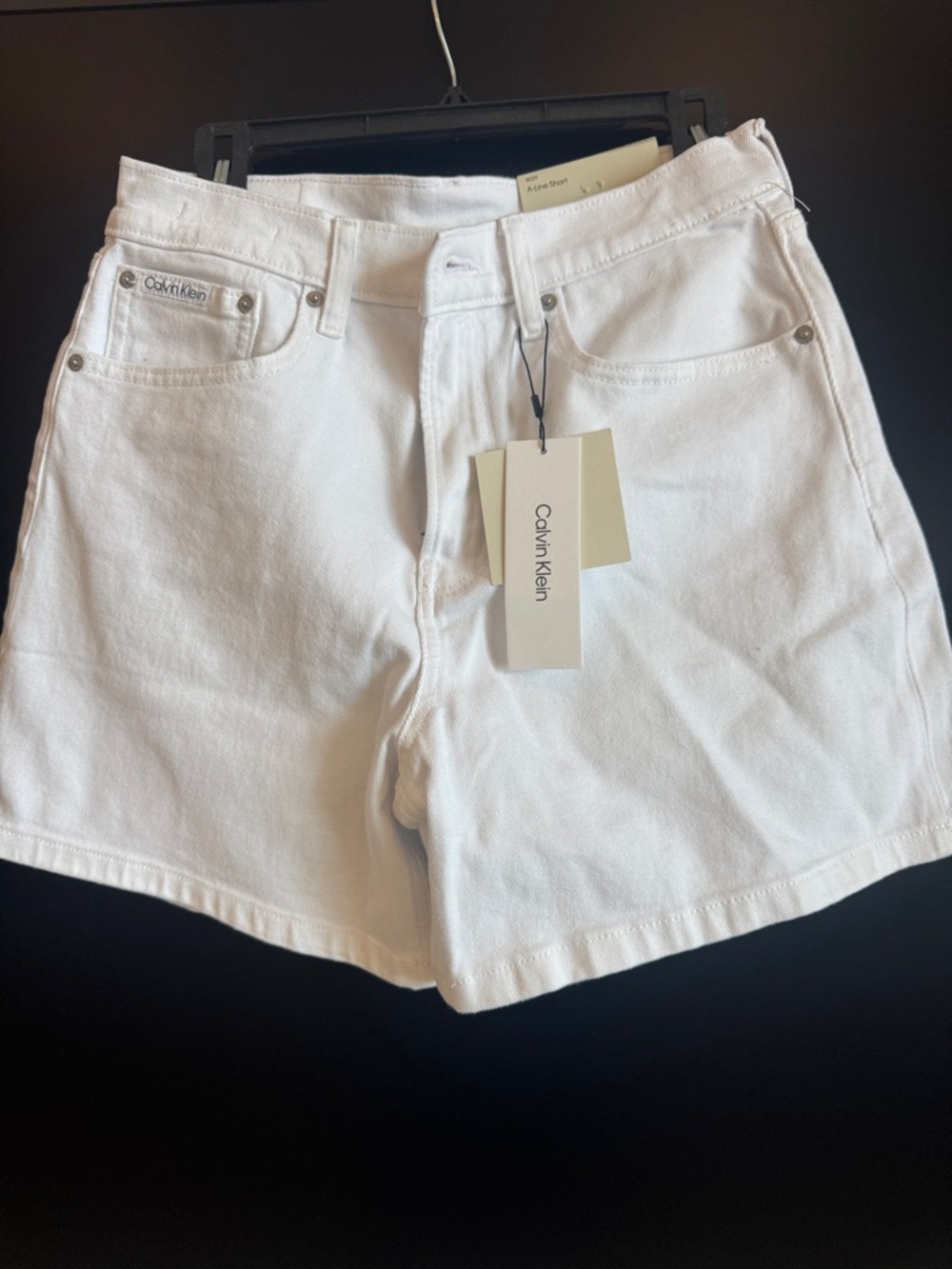 Calvin Klein White Denim Classic High-Rise Shorts